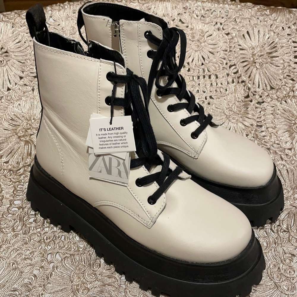New Zara leather boots